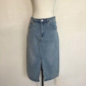 OAT New York Women Light Blue Denim Long Pencil 5 Pocket Jean Skirt Size 8/29